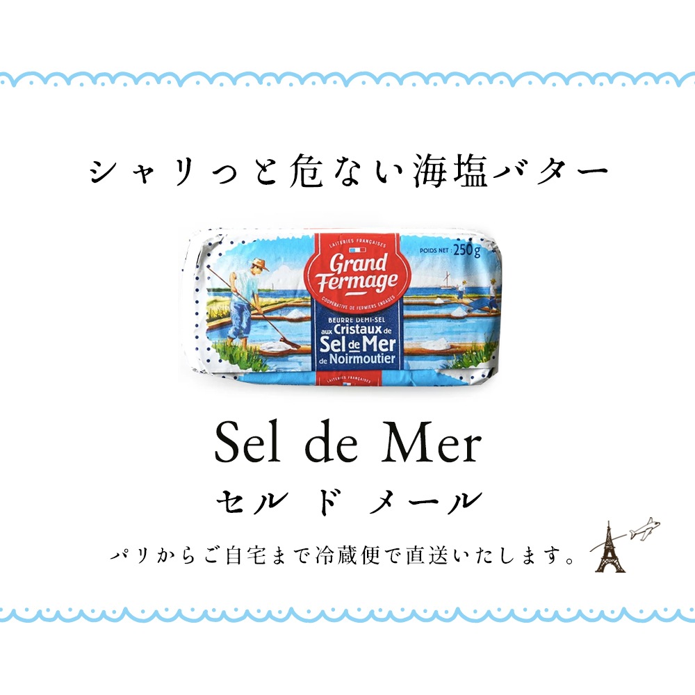 【送料無料・3個セット】セルドメール 海塩バター 250g×3個セット｜グランフェルマージュ社製 フランス産 発酵バター｜フルールドセル 天然海塩｜Grand Fermage Sel de Mer パリ直送