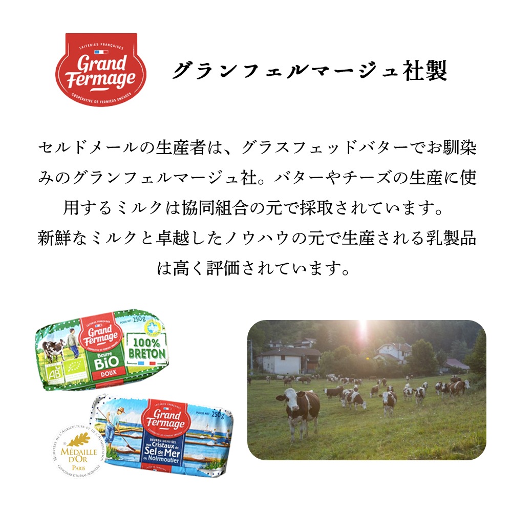 【送料無料・6個セット】セルドメール 海塩バター 250g×6個セット｜グランフェルマージュ社製 フランス産 発酵バター｜フルールドセル 天然海塩｜Grand Fermage Sel de Mer パリ直送