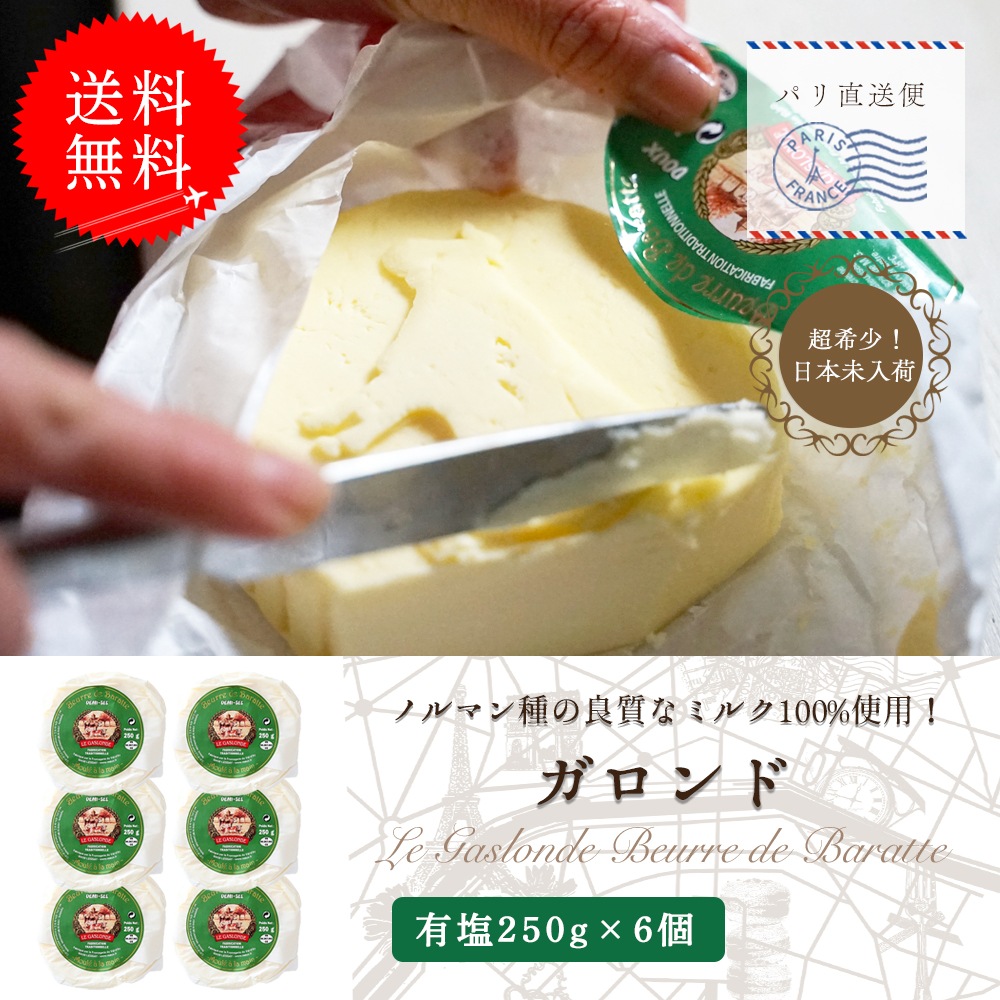 【送料無料・6個セット】ガロンド 有塩バター 250g×6個セット｜Reo社製 フランス ノルマンディー産 発酵バター 手作り 殺菌乳 日本未入荷｜Le Gaslonde パリ直送
