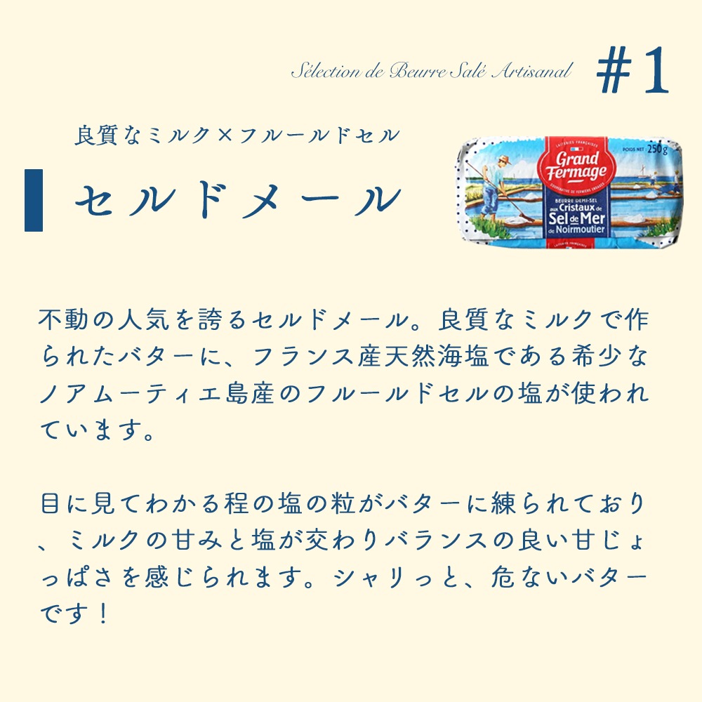 【送料無料】 海塩バター 食べ比べセット 【総重量750g】 粗塩フルールドセル フランス産バター