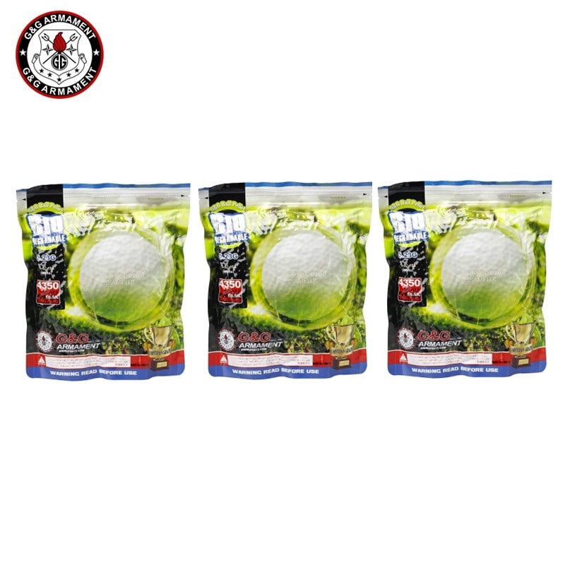 【セット】G&G バイオ BB弾 0.23g 1KG 4350発 ホワイト [G-07-169] × 3袋 セット
