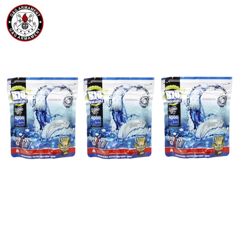 【セット】G&G バイオ BB弾 0.25g 1KG 4000発 ホワイト [G-07-126] × 3袋 セット