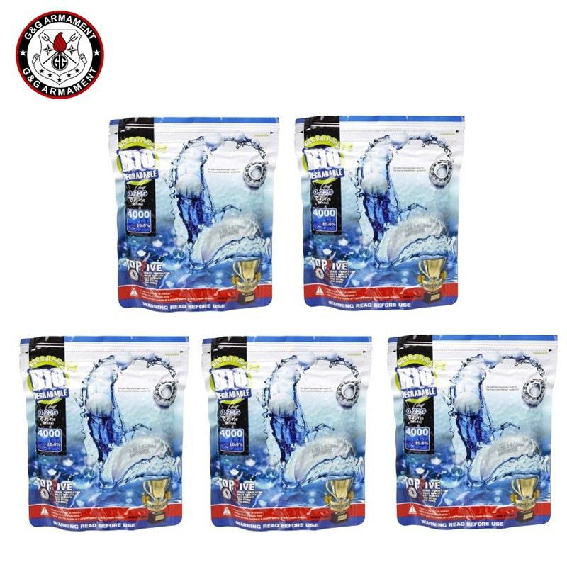 【セット】G&G バイオ BB弾 0.25g 1KG 4000発 ホワイト [G-07-126] × 5袋 セット