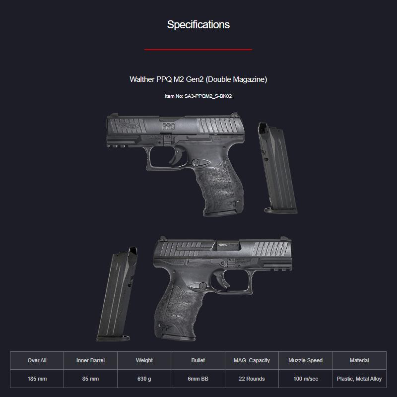 VFC WALTHER ワルサー New PPQ M2 4inch Slide ガスブローバック 正規日本版 ダブルマグ［予備マガジン付属］[SA3-PPQM2_S-BK02]