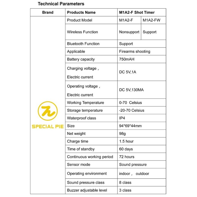 Special Pie プロ競技 スピードシューティング Bluetooth ショットタイマー WiFi版 M1A2-FW-Orange 