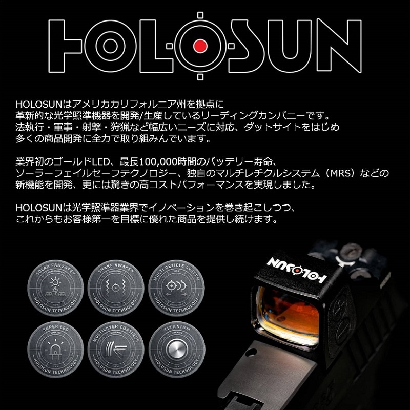 HOLOSUN EPS-GR2 Open Reflex グリーンドット ダットサイト RMRアダプタープレート付属
