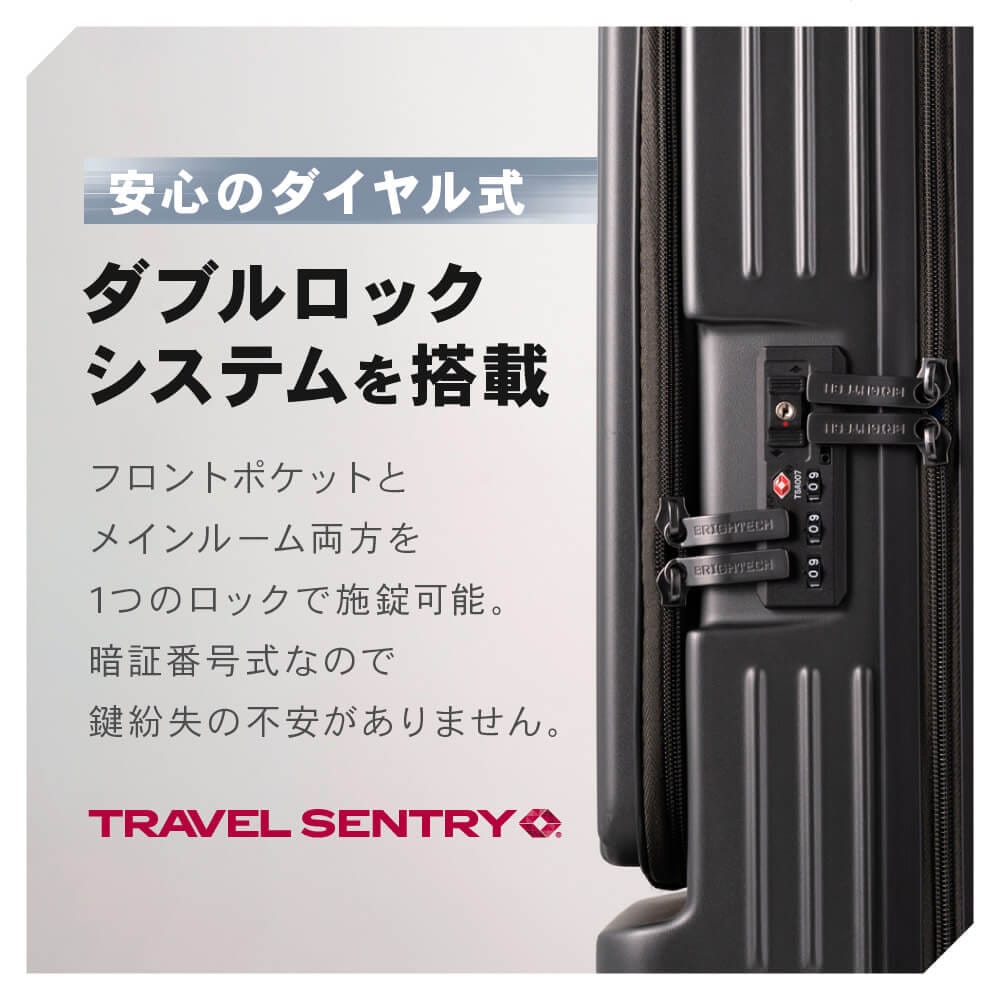 BRIGHTECH ブライテック スーツケース 機内持ち込み キャリーケース Sサイズ フロントオープン TSAロック ビジネス 出張 旅行 １年保証 軽量 ダブルキャスター BRO-18TF キャリーバッグ