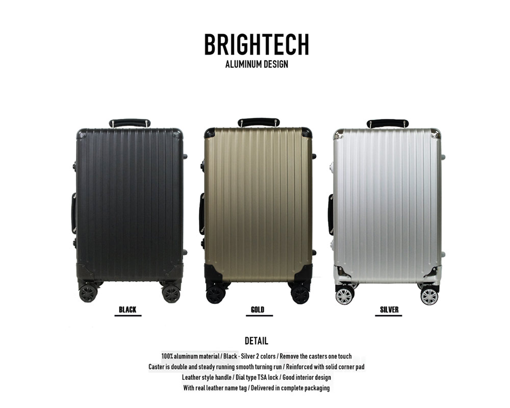 BRIGHTECH ブライテック アルミボディースーツケース キャリーバッグ Ｓサイズ 機内持ち込み可 35L 送料無料 １年保証 TSAロック 4輪 大型 ダブルキャスター