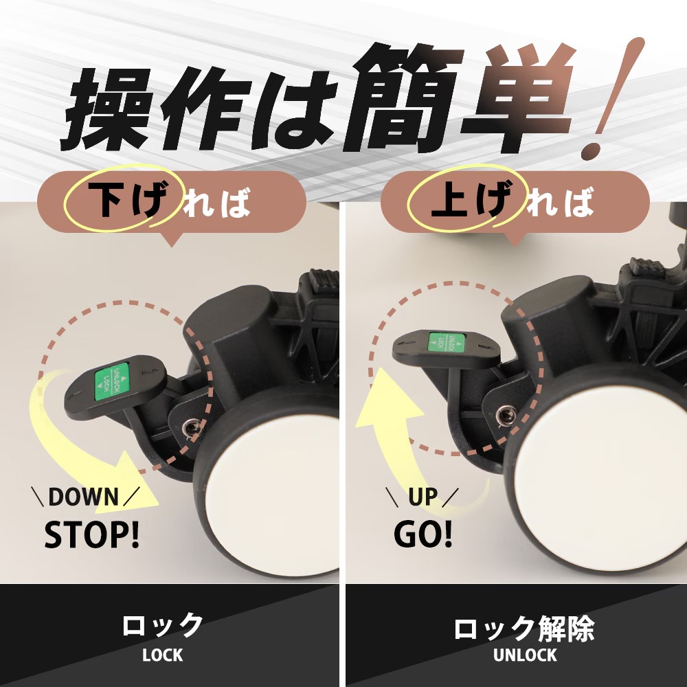 ブライテック ストッパー付きキャスター 交換用 サスペンションキャスター 1個 極静音 スーツケース キャリーケース キャリーバッグ用 BRIGHTECH