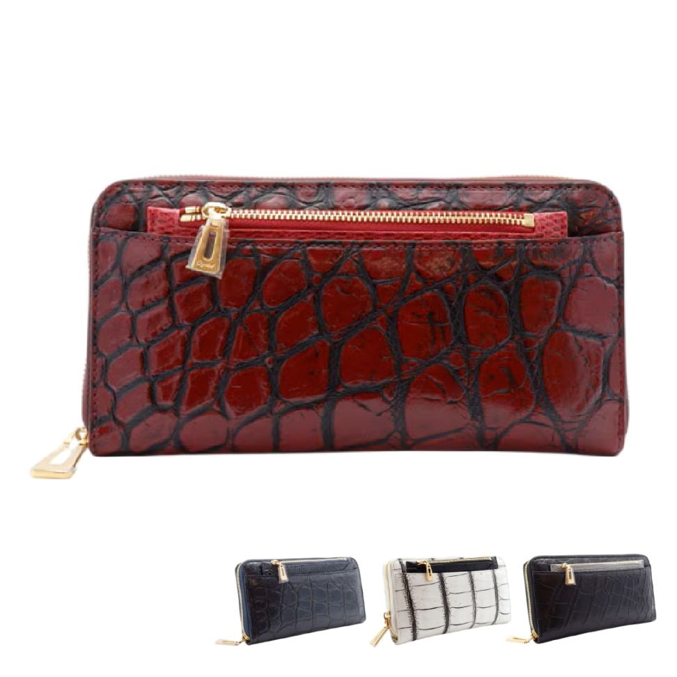 クロコダイルカードケース付きラウンド財布