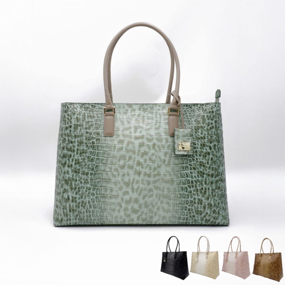 型押し牛革 二本手BIGサイズバッグ