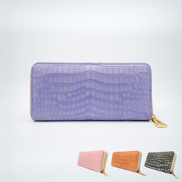 【ほぼ新品】レザージュエルズ クリスタルレプティルズ 長財布 ローズピンク ほぼ新品】レザージュエルズ クリスタルレプティルズ 長財布