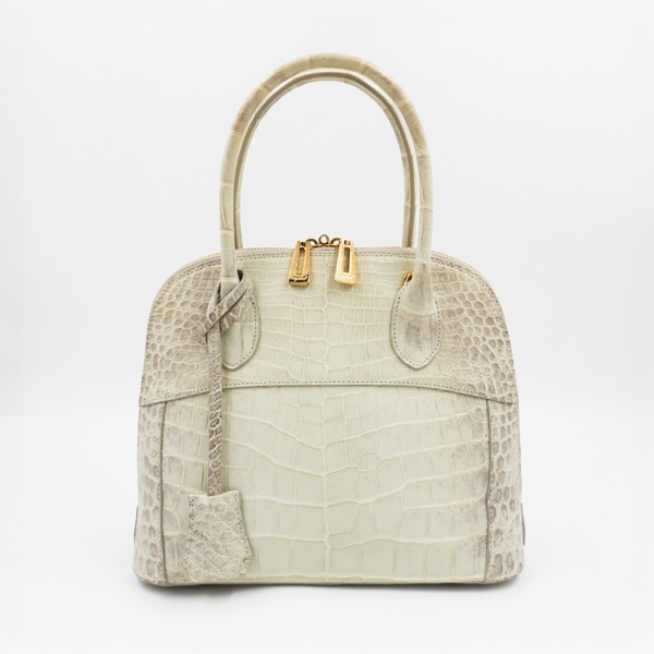 クロコダイル 二本手ハンドバッグ ヒマラヤブルー