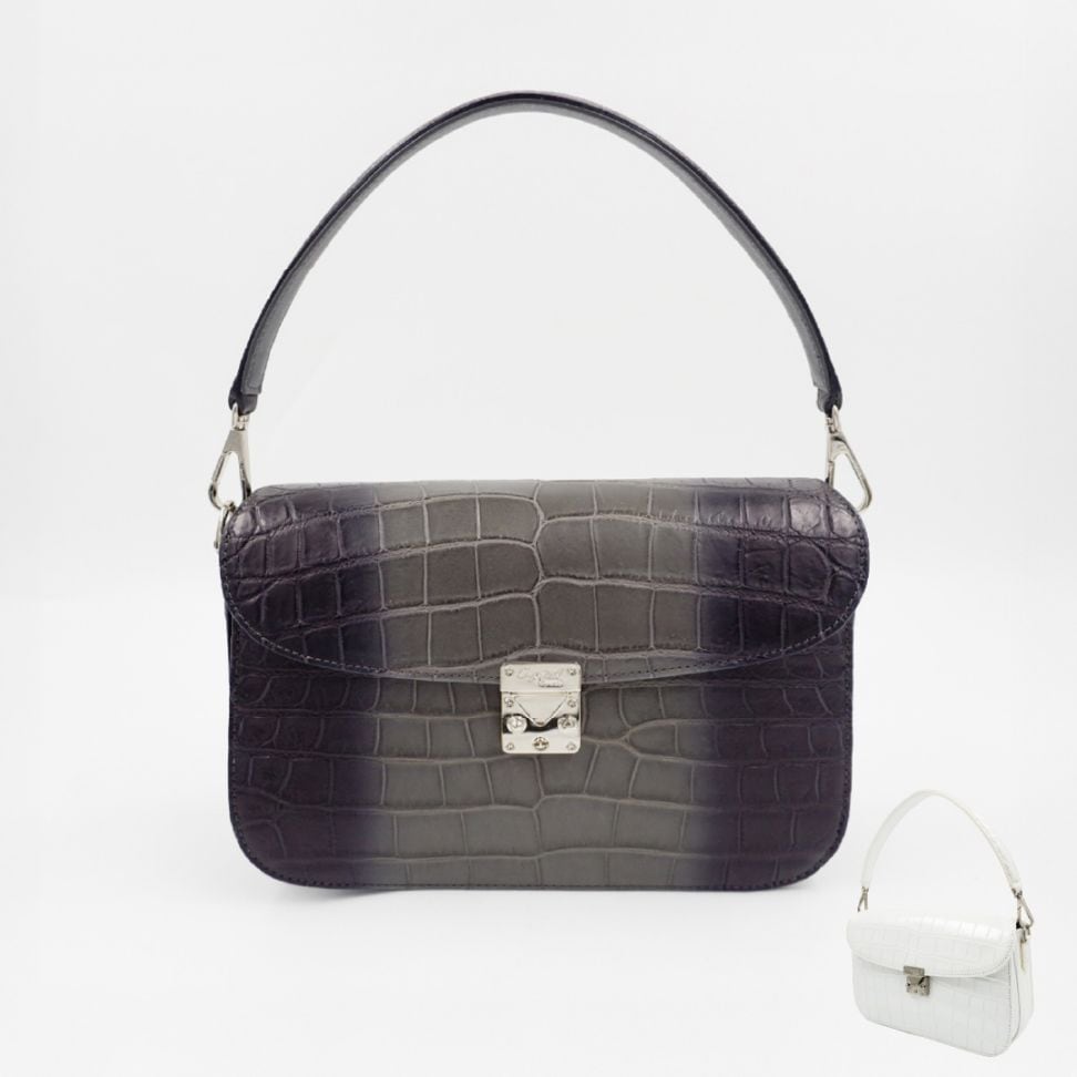 クロコダイル ワンハンドルショルダーハンドバッグ