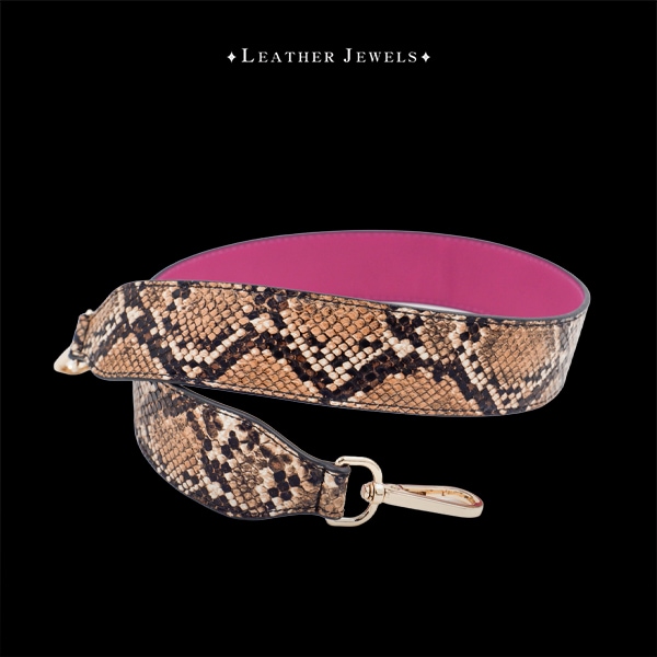 パイソン ショルダーストラップ ナチュラルブラウン