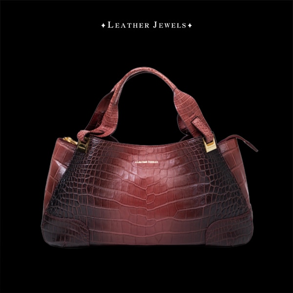 Leather Jewels 3way クロコ 型押し トートバッグ　ボルドー 高級革・クロコダイルバッグの通販│LEATHER JEWELS Online Shop
