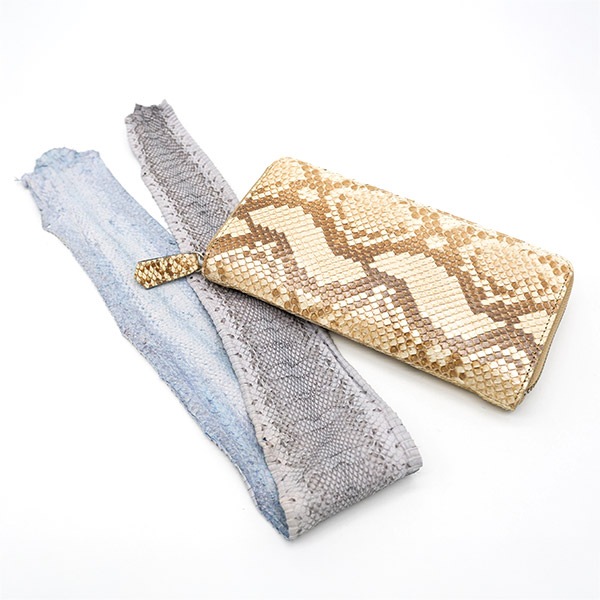 【セット販売】パイソン革＆ラウンドファスナーウォレット(ナチュラルパール) セット