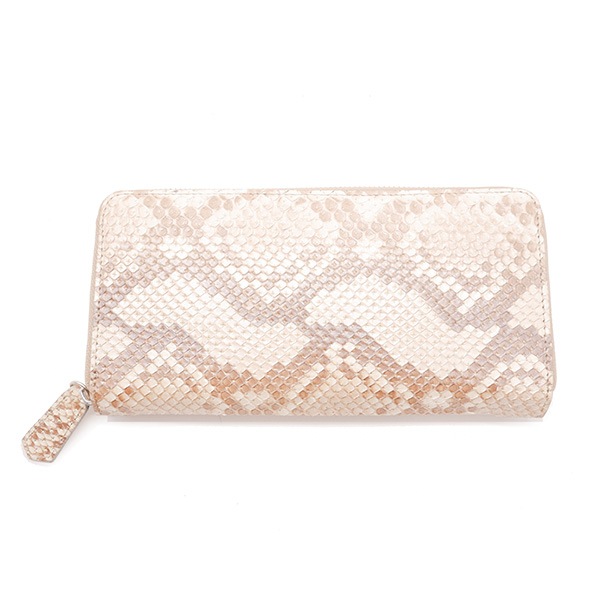 【セット販売】パイソン革＆ラウンドファスナーウォレット(ナチュラルパール) セット