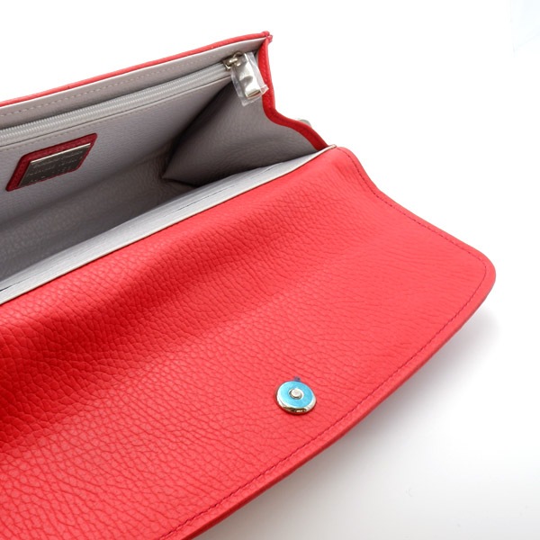 牛革×クロコダイル　ボンサンスコラボバッグ　レッド×カンパリ