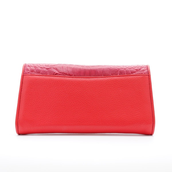 牛革×クロコダイル　ボンサンスコラボバッグ　レッド×カンパリ