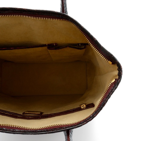 型押し牛革グラデーショントートバッグ　グラデーションレッド