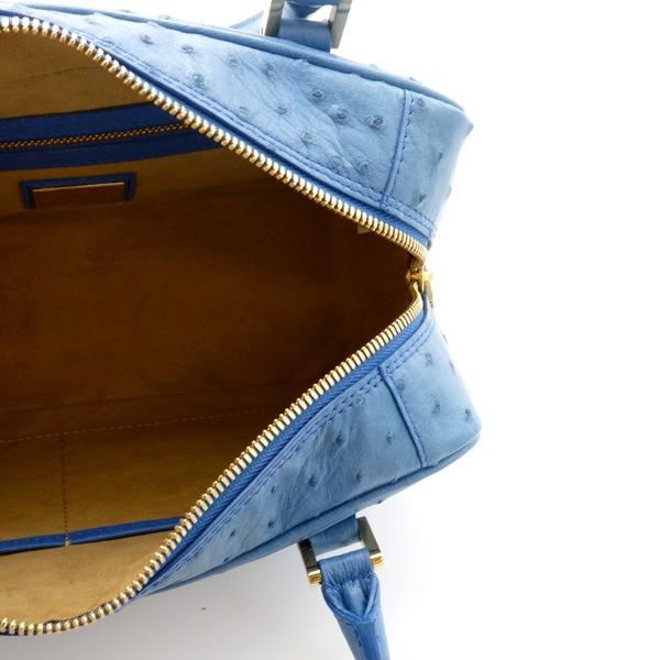 オーストリッチ 二本手ハンドバッグ ブリリアントブルー