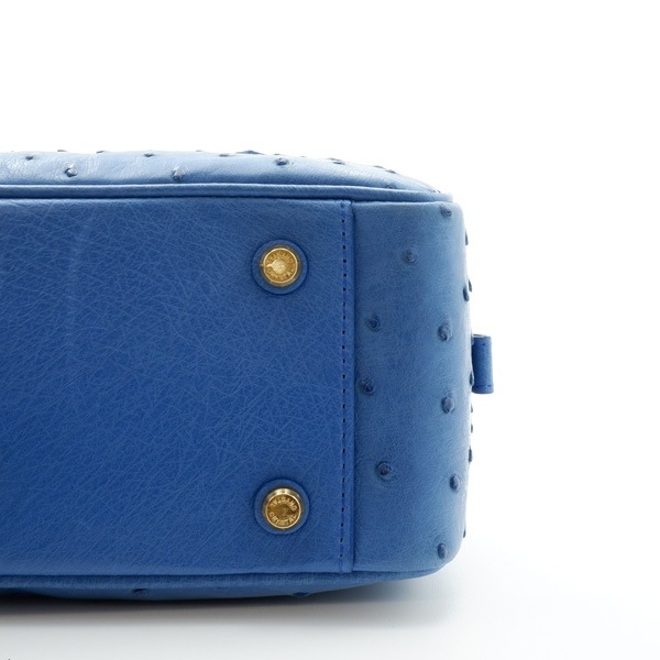 オーストリッチ 二本手ハンドバッグ ブリリアントブルー