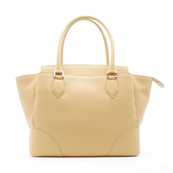 シュリンクカーフ 二本手バッグ　シャンパン