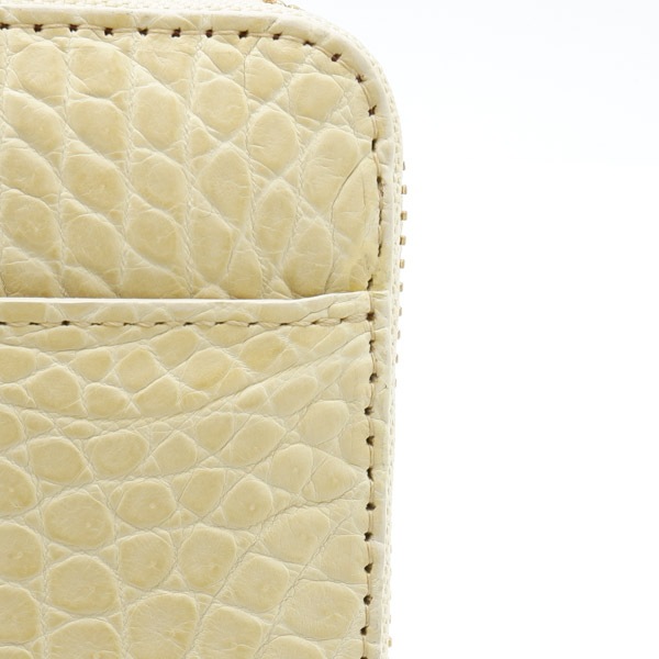 【outlet品】クロコダイル ラウンドウォレット アイボリー