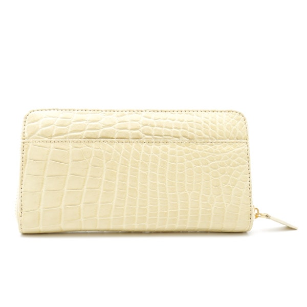 【outlet品】クロコダイル ラウンドウォレット アイボリー