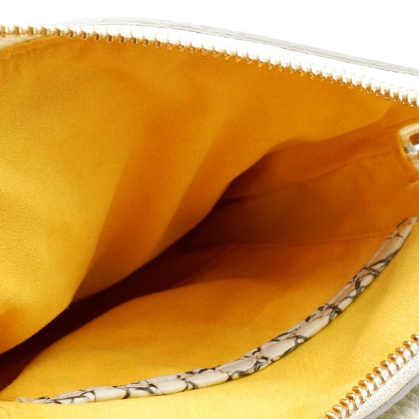 【outlet品】 クロコダイル ダブルファスナーポシェット メジホワイト