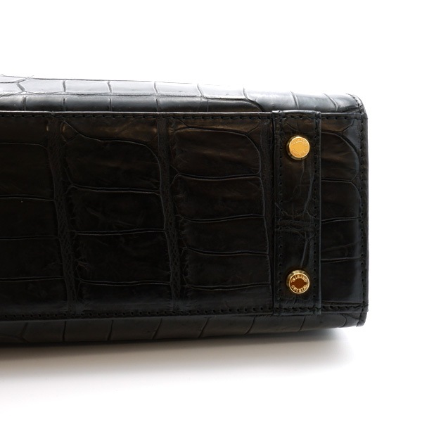 クロコダイル　カブセフォーマルバッグ　ブラック