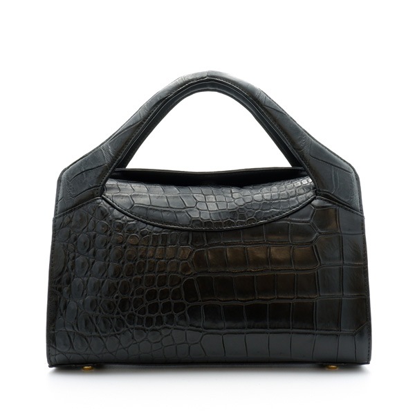 クロコダイル　カブセフォーマルバッグ　ブラック