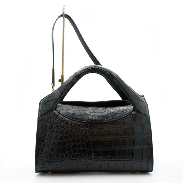 クロコダイル　カブセフォーマルバッグ　ブラック