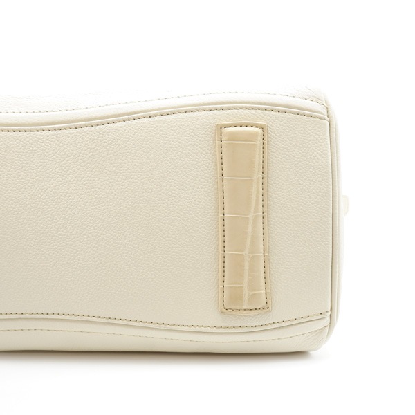 【キャリー品】牛革×クロコダイル ボストンバッグ オフホワイト