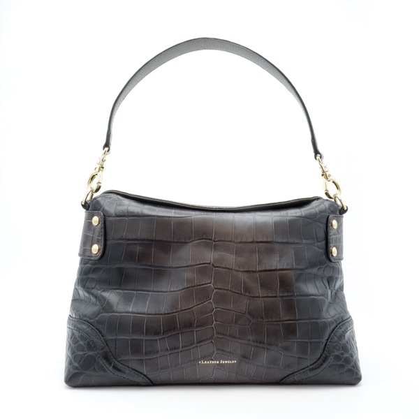 【outlet品】型押し牛革 2WAYショルダーバッグ ブラック