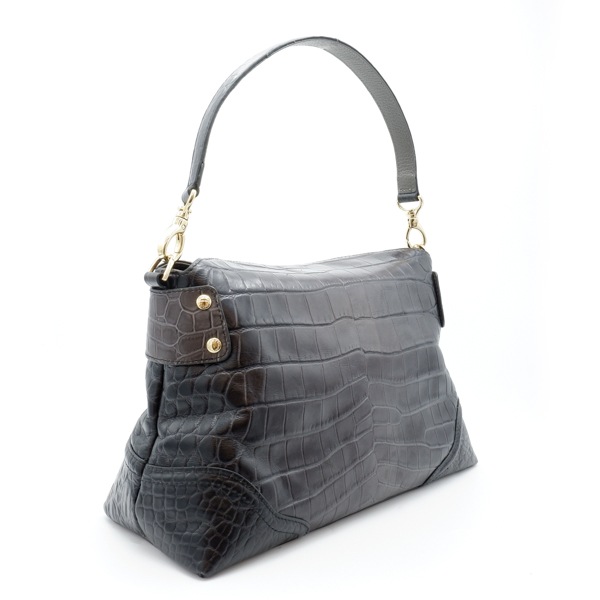 【outlet品】型押し牛革 2WAYショルダーバッグ ブラック