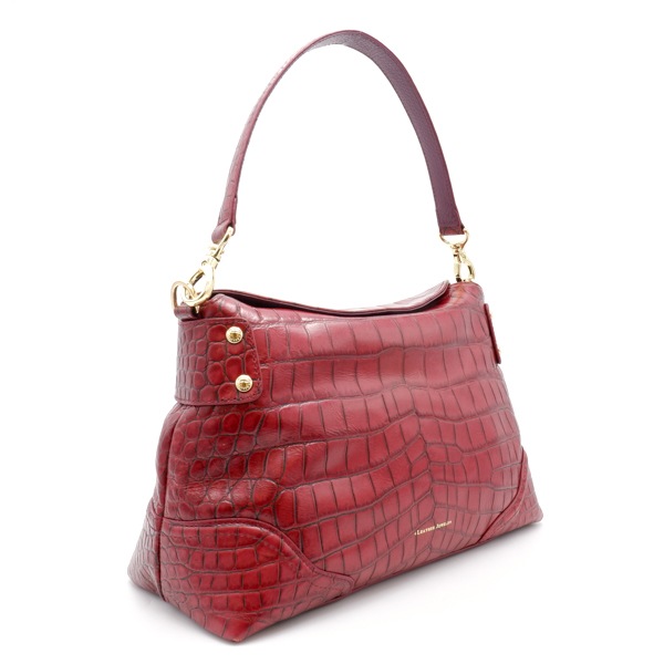 【outlet品】型押し牛革 ２WAYショルダーバッグ レッド