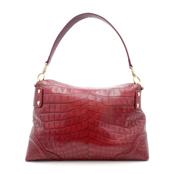 【outlet品】型押し牛革 ２WAYショルダーバッグ レッド