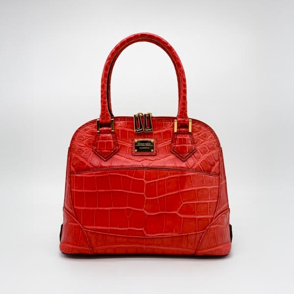 【キャリー品】 クロコダイル 二本手ハンドバッグ カンパリ