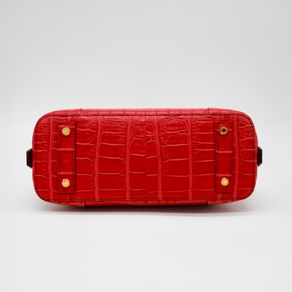 【キャリー品】 クロコダイル 二本手ハンドバッグ カンパリ