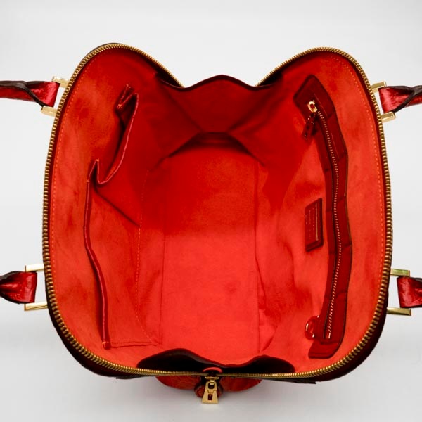 【キャリー品】 クロコダイル 二本手ハンドバッグ カンパリ