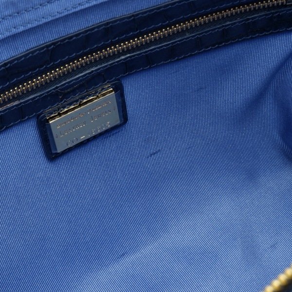 【outlet品】型押し牛革 二本手フォーマルバッグ ネイビー