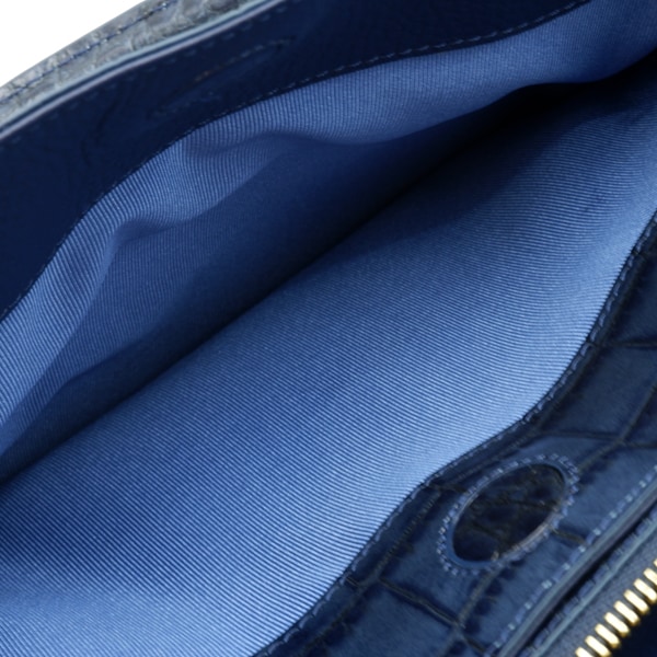 【outlet品】型押し牛革 二本手フォーマルバッグ ネイビー