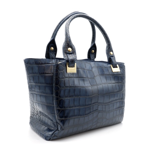 【outlet品】型押し牛革 二本手フォーマルバッグ ネイビー