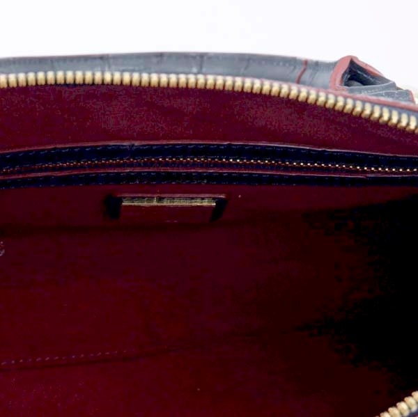 クロコダイル 二本手ハンドバッグ ネイビーブラック