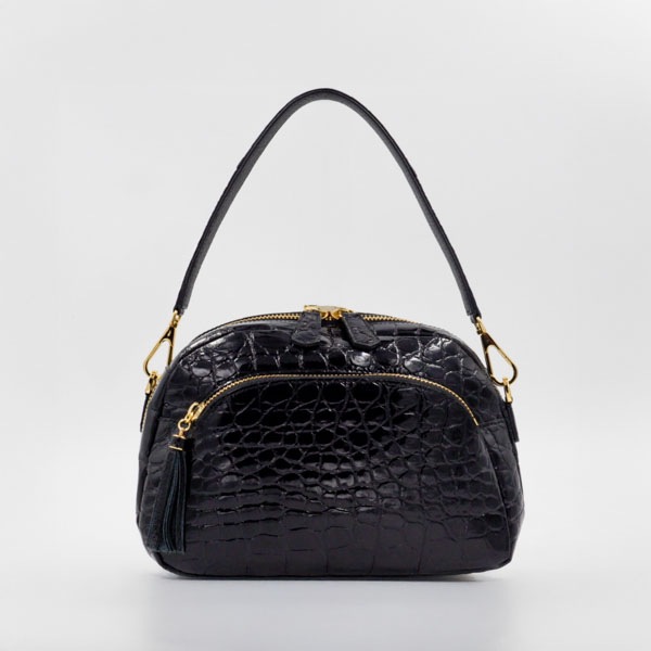 【OUTLET品】 クロコダイル グレージングラウンドポシェット ブラック