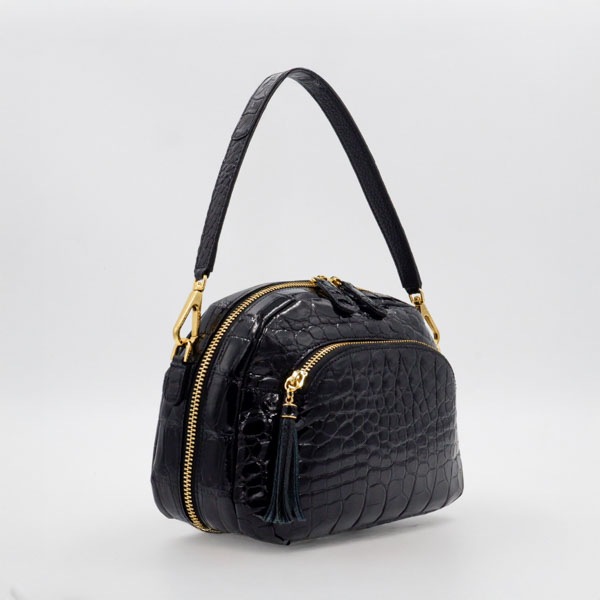 【OUTLET品】 クロコダイル グレージングラウンドポシェット ブラック