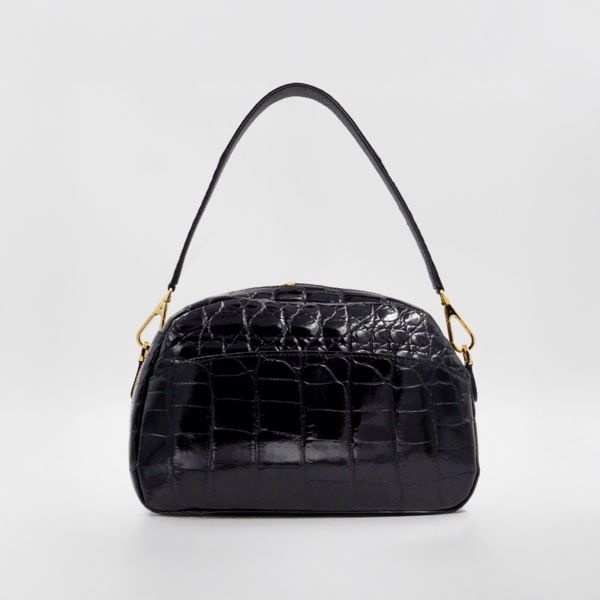 【OUTLET品】 クロコダイル グレージングラウンドポシェット ブラック