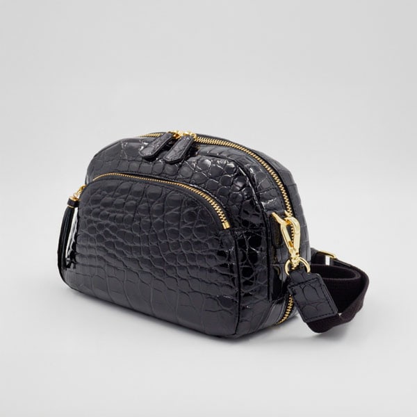 【OUTLET品】 クロコダイル グレージングラウンドポシェット ブラック